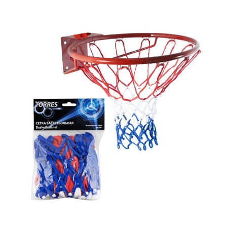 Купить Сетка баскетбольная Torres, нить 4 мм, бело-сине-красная в Салехарде 